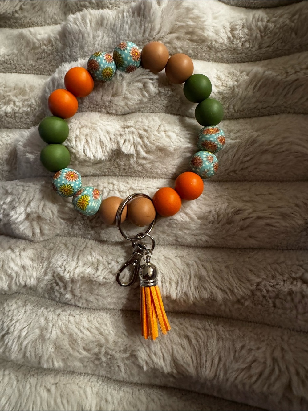 Boho Beaded Wristlet keychain